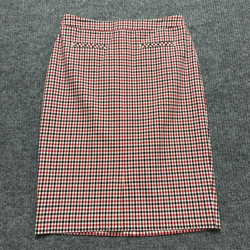 Talbot Petites Womens Pencil Skirt Size 4P Gingham Twill‎ Zip Up Stretch Office